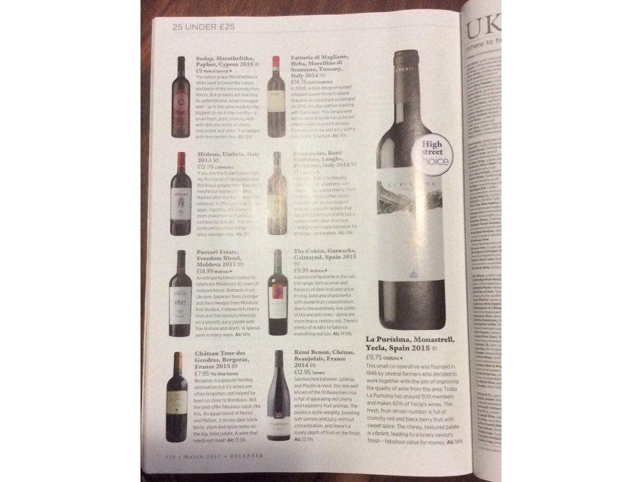 Decanter y Bodegas La Purísima.