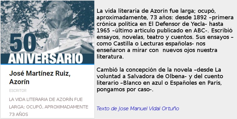 50 Aniversarío de la muerte de Azorín