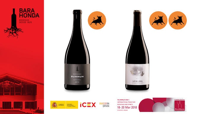 Barahonda Summum 2015 y Lualma 2015, reconocidos por ICEX-VINOS DE ESPAÑA en Prowein 2018.