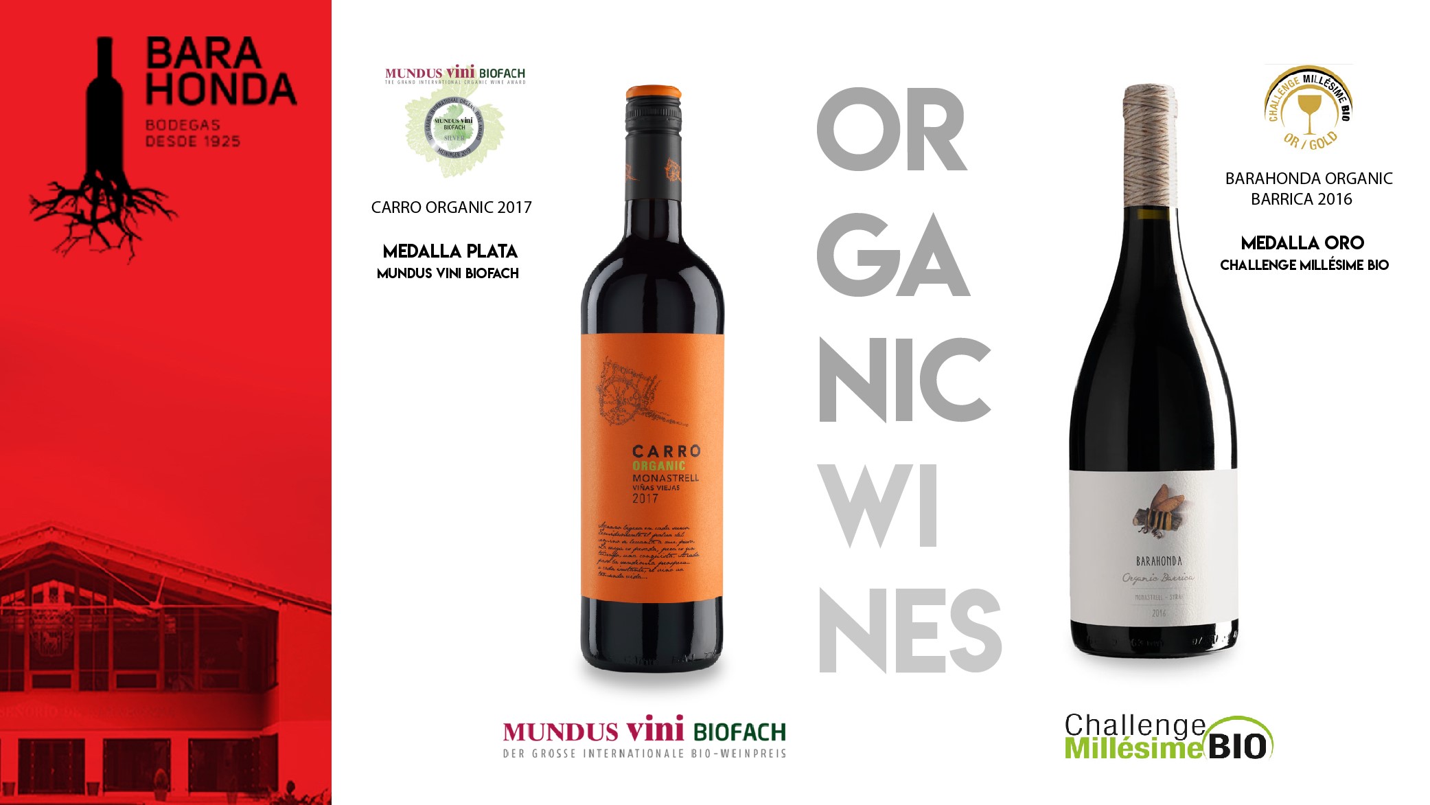 Dos vinos ecológicos de Barahonda premiados en Alemania y Francia