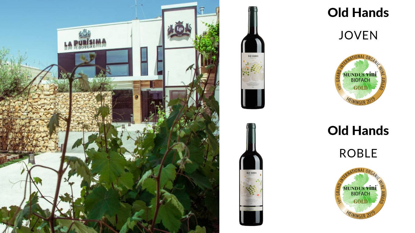Old Hands Roble 2016   y  Old Hands Joven 2017  , medallas de oro en la 10ª Edición del  Gran Premio Internacional del Vino Ecológico MUNDUS VINI BIOFACH 2019